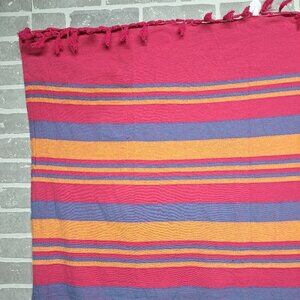 Retro Multicolor Fringes Picnic Rectangular‎ Mat Decorative Throw 44 X 60 IN